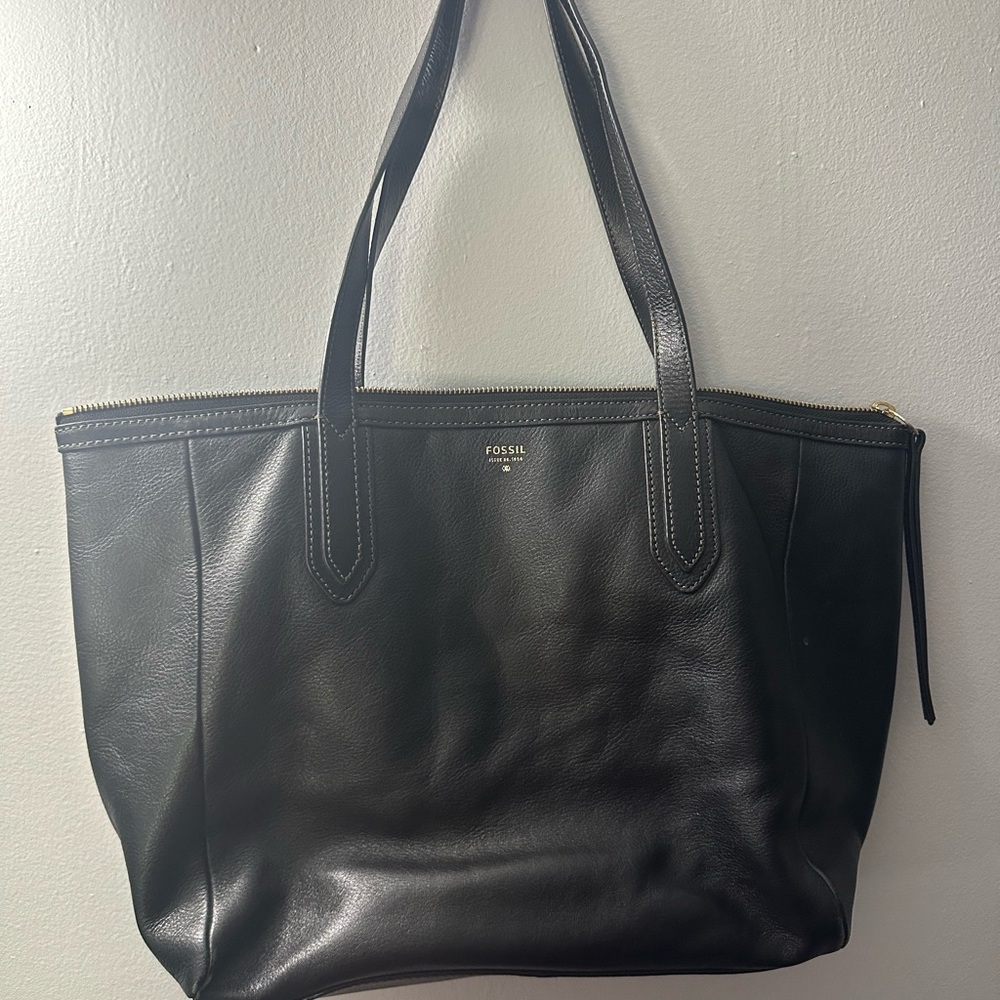 Fossil Black Leather Tote